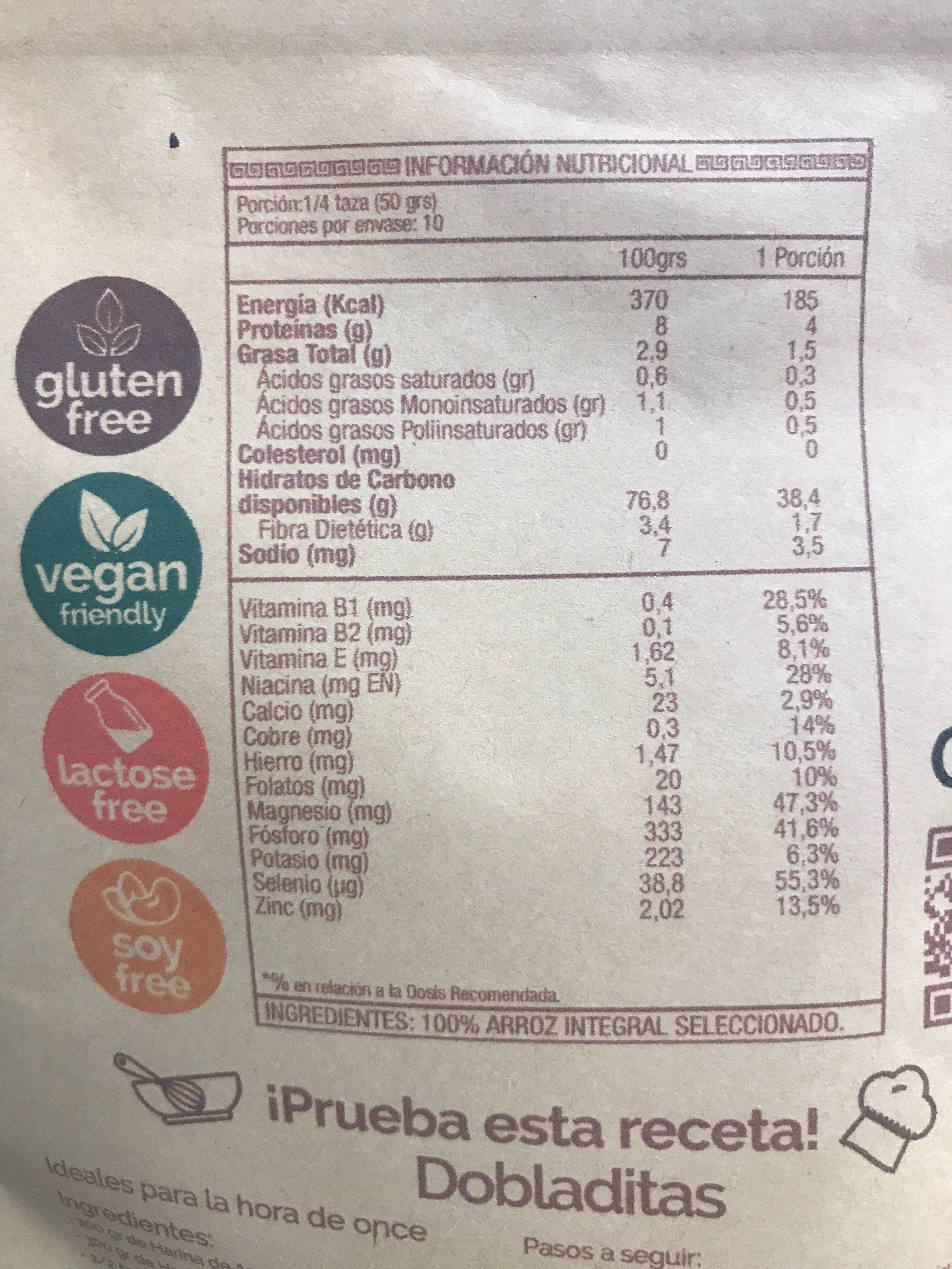 Harina de Arroz Integral Ambrosia Natural Delight - 500 g