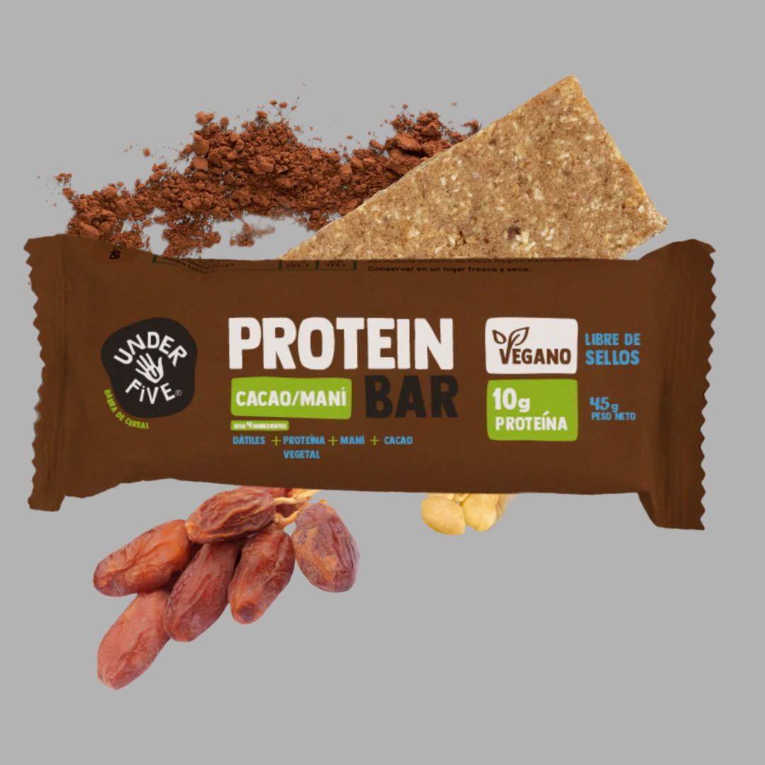 Barra Protein Bar Vegan Cacao/Maní Under Five - 19 gr Und