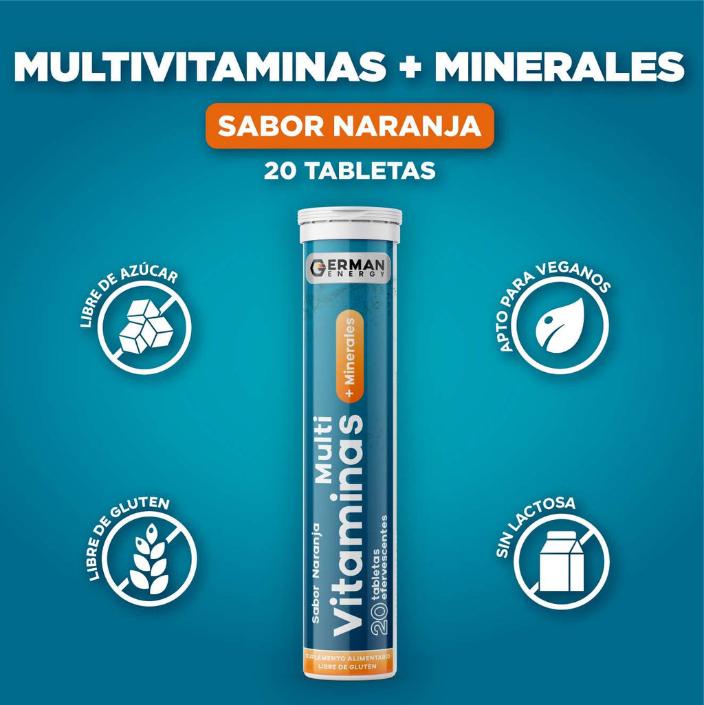 Multivitaminas + Minerales  Sabor Naranja German Energy - 20 tabletas efervescentes