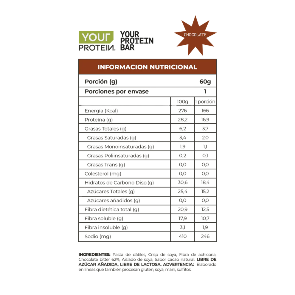 Barra Proteína Vegan Chocolate Your Protein - 60 gr