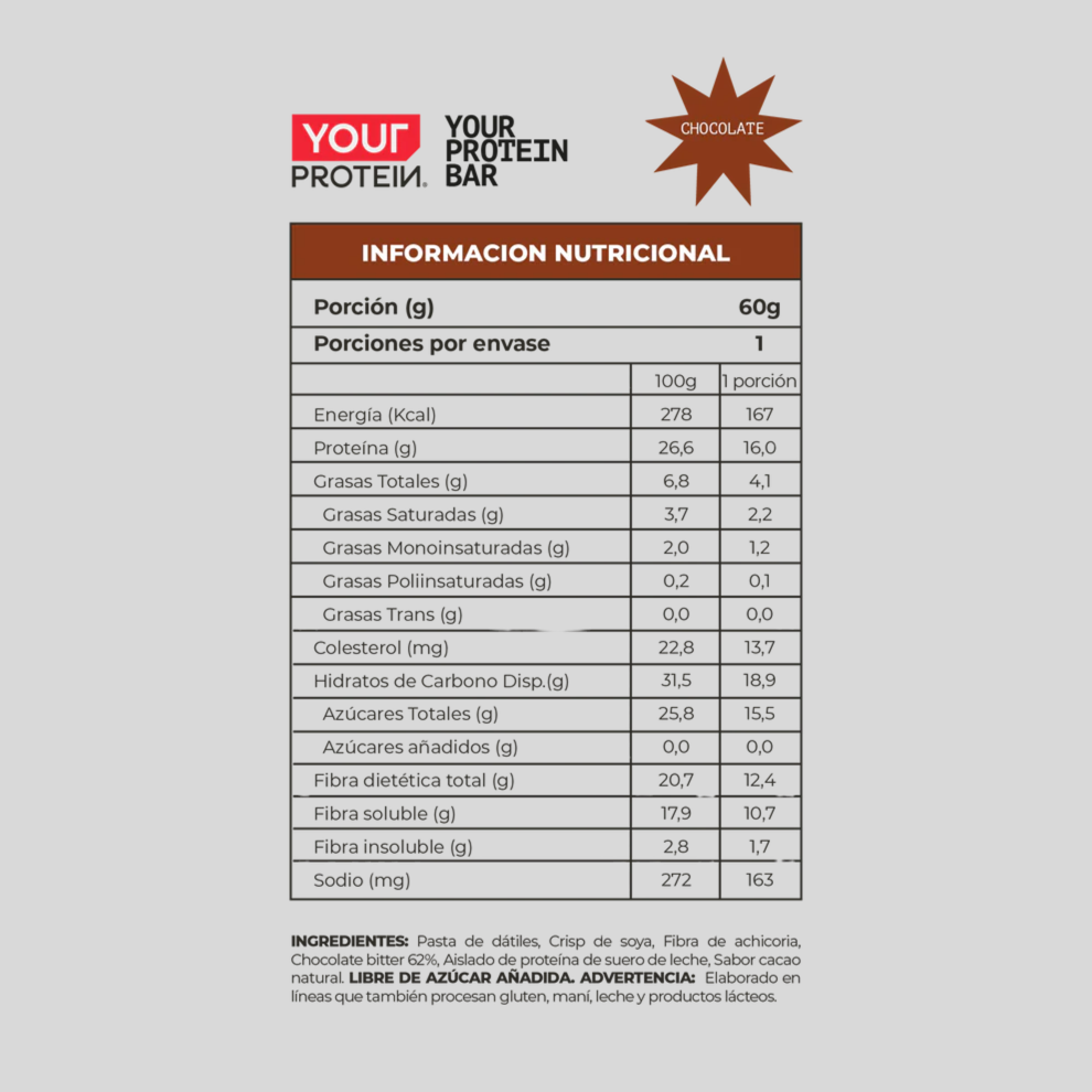 Barra Proteína Chocolate Maní Your Protein - 60 gr
