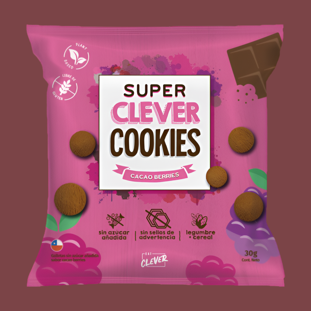 Galletas Súper Clever Cookies Mini Cacao Berries Eat Clever - 30 gr