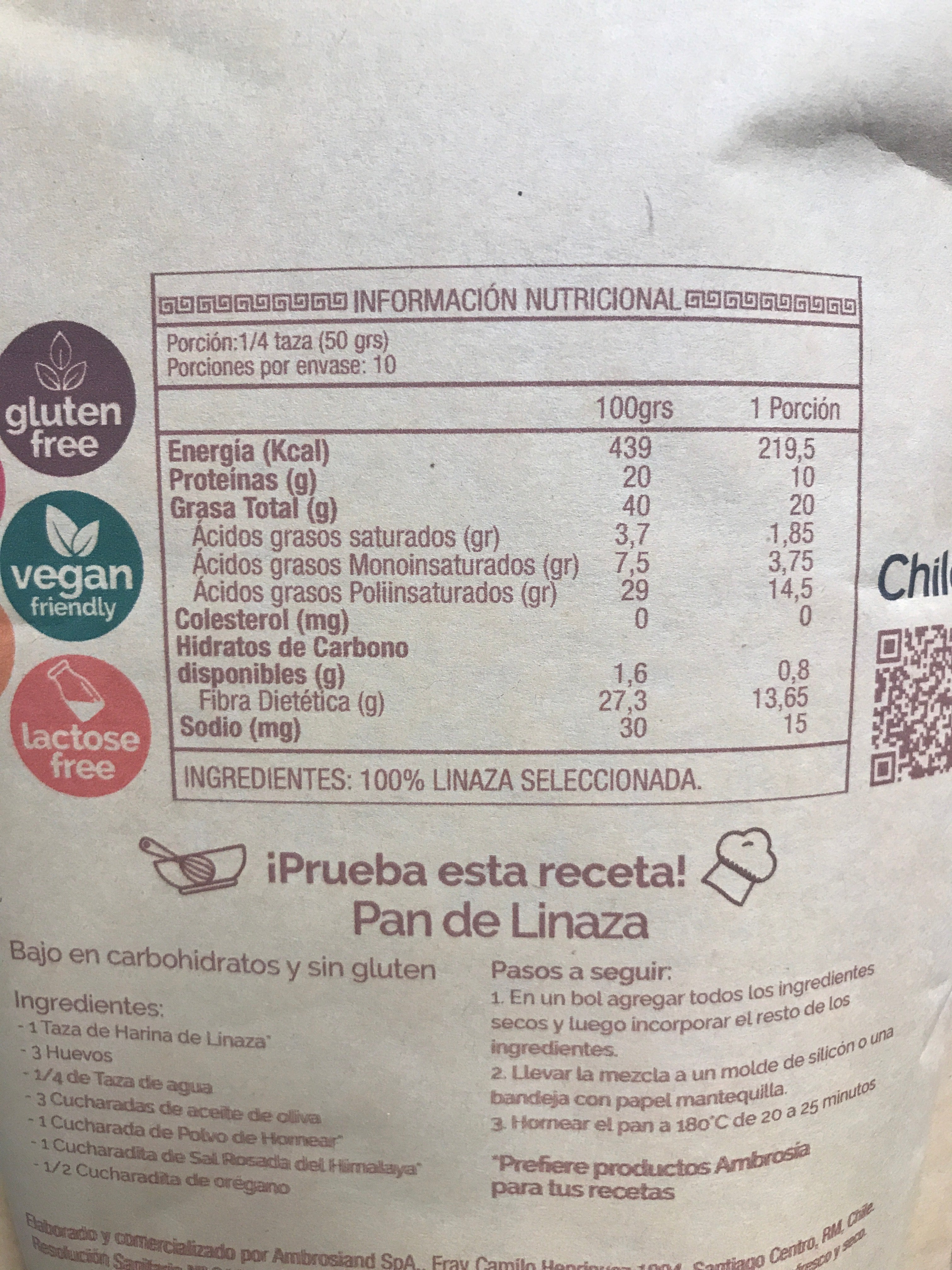 Harina de Linaza Ambrosia Natural Delight - 500 g