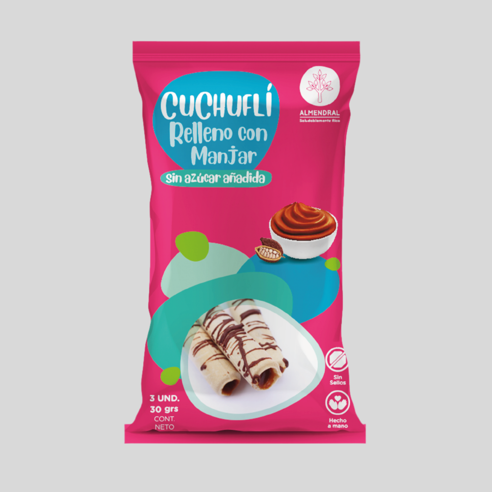 Cuchuflí  Relleno con Manjar Sin Azúcar El Almendral - 3 und