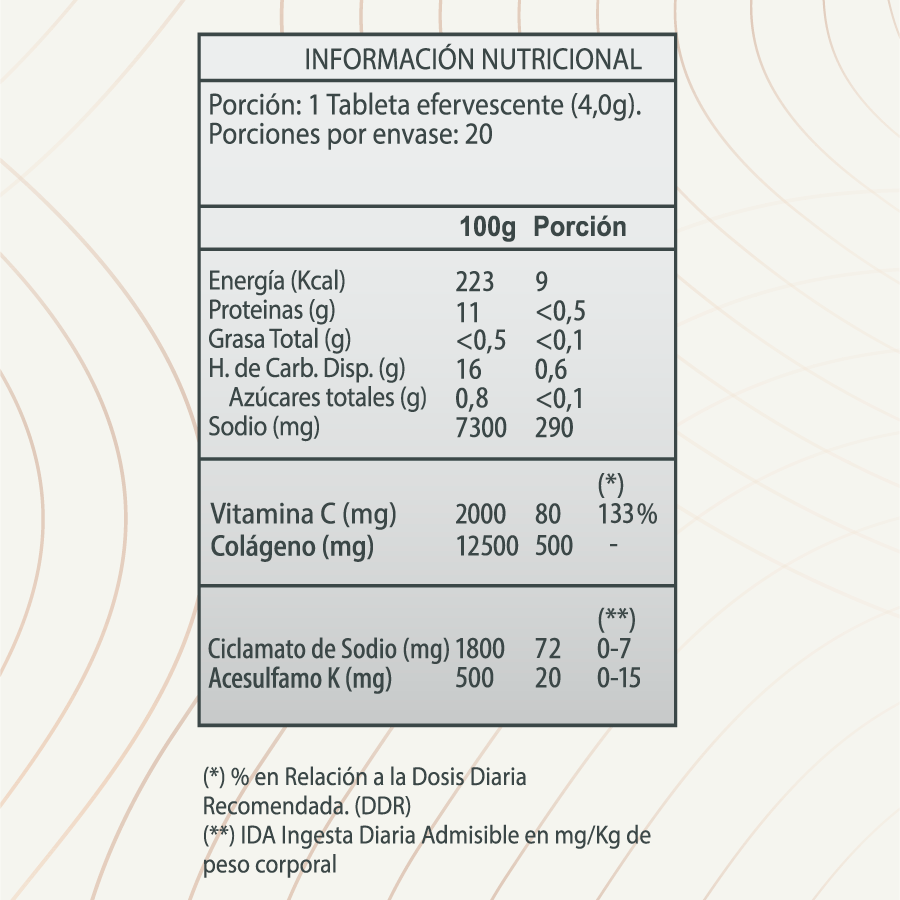 Colágeno Marino Hidrolizado + Vit C Sabor a Frutilla Kollplus German Energy - 20 tabletas efervescentes