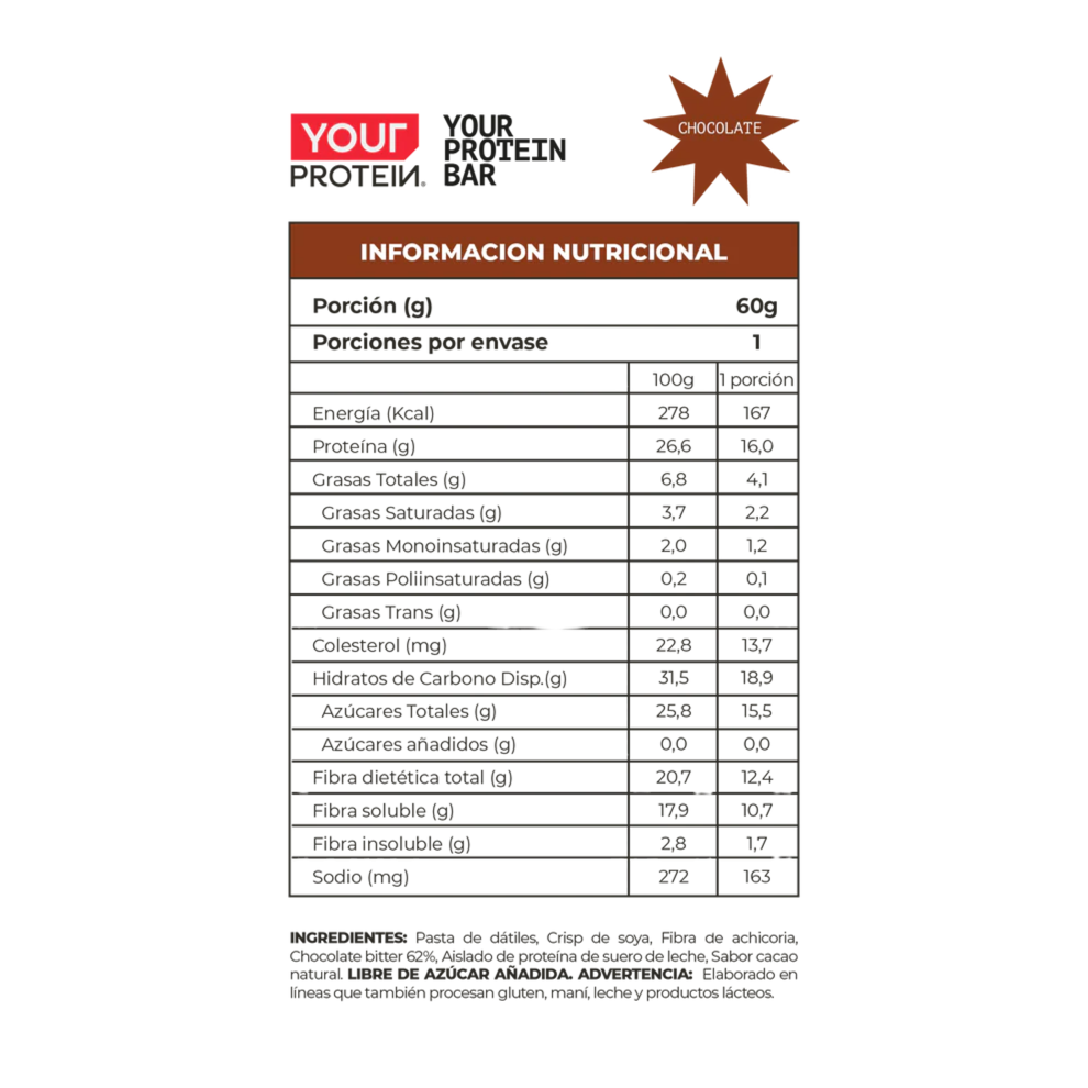 Barra Proteína Chocolate Your Protein - 60 gr