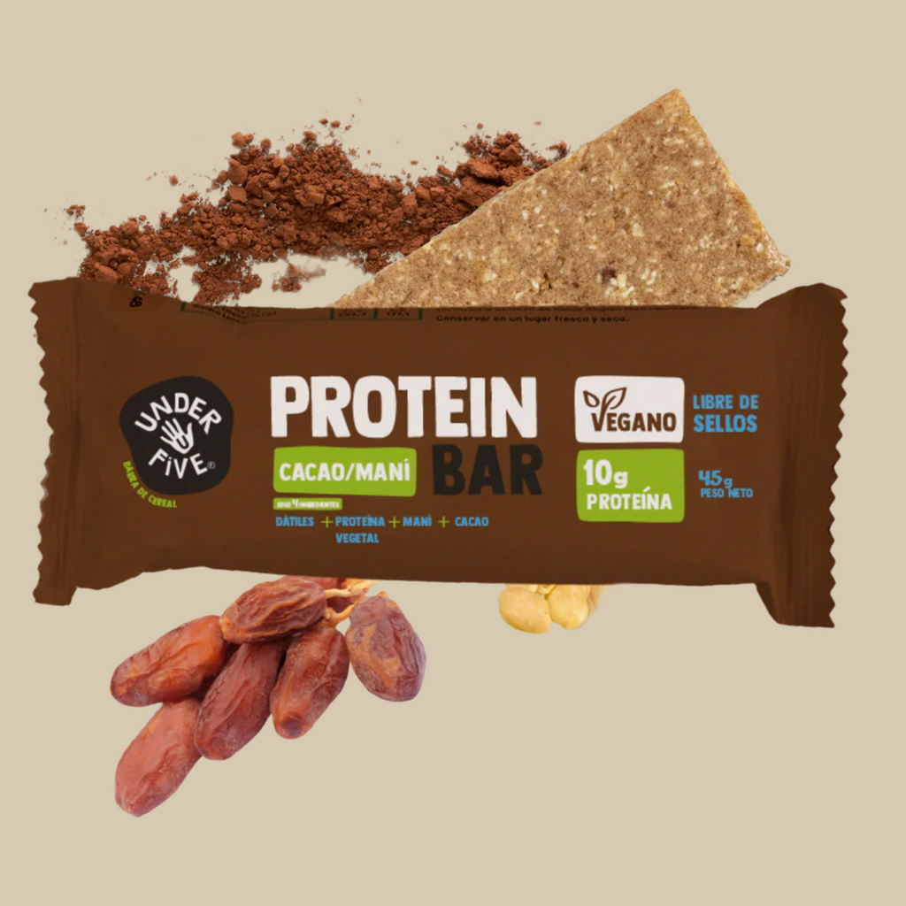Barra Protein Bar Vegan Cacao/Maní Under Five - 19 gr Und