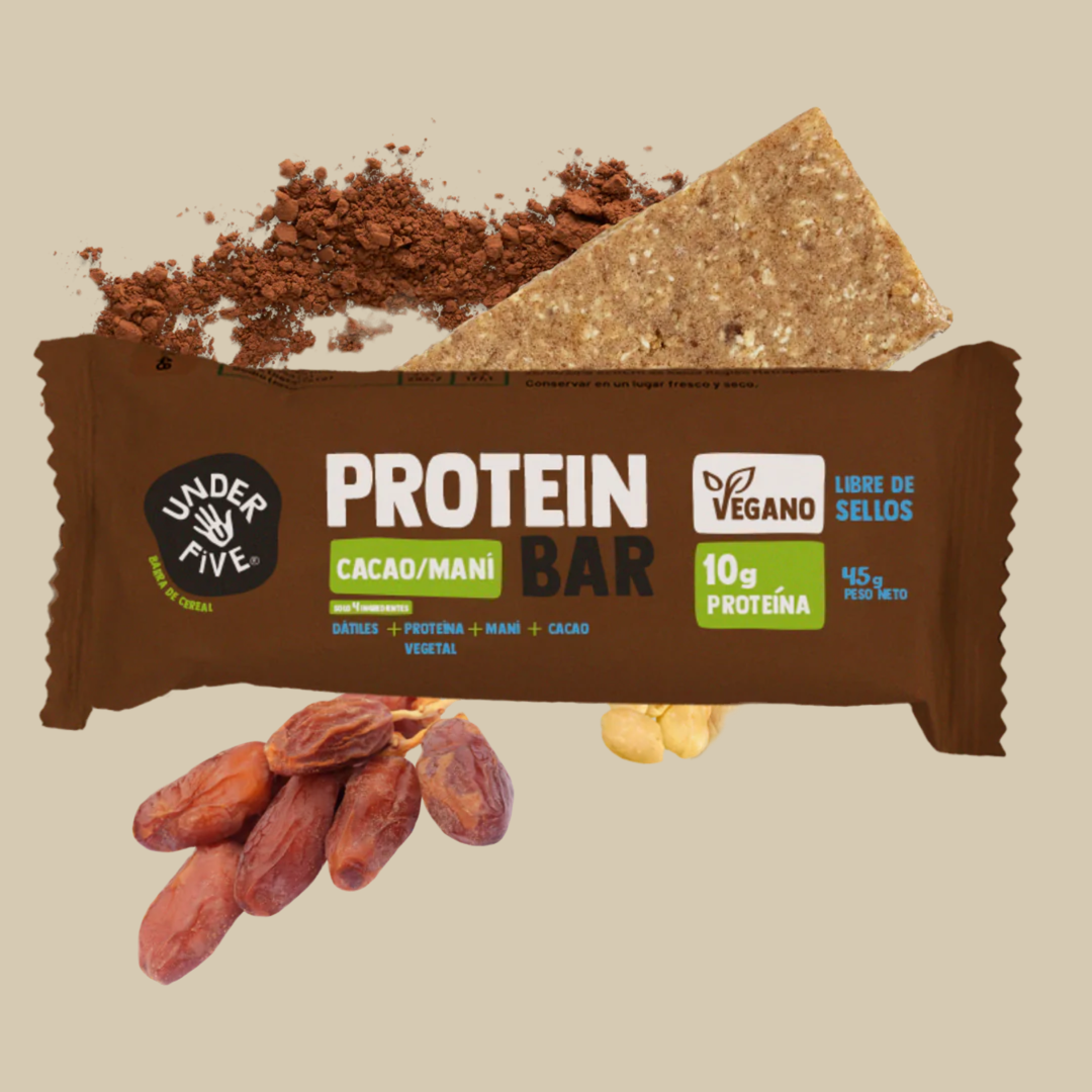 Barra Protein Bar Vegan Cacao/Maní Under Five - 19 gr Und