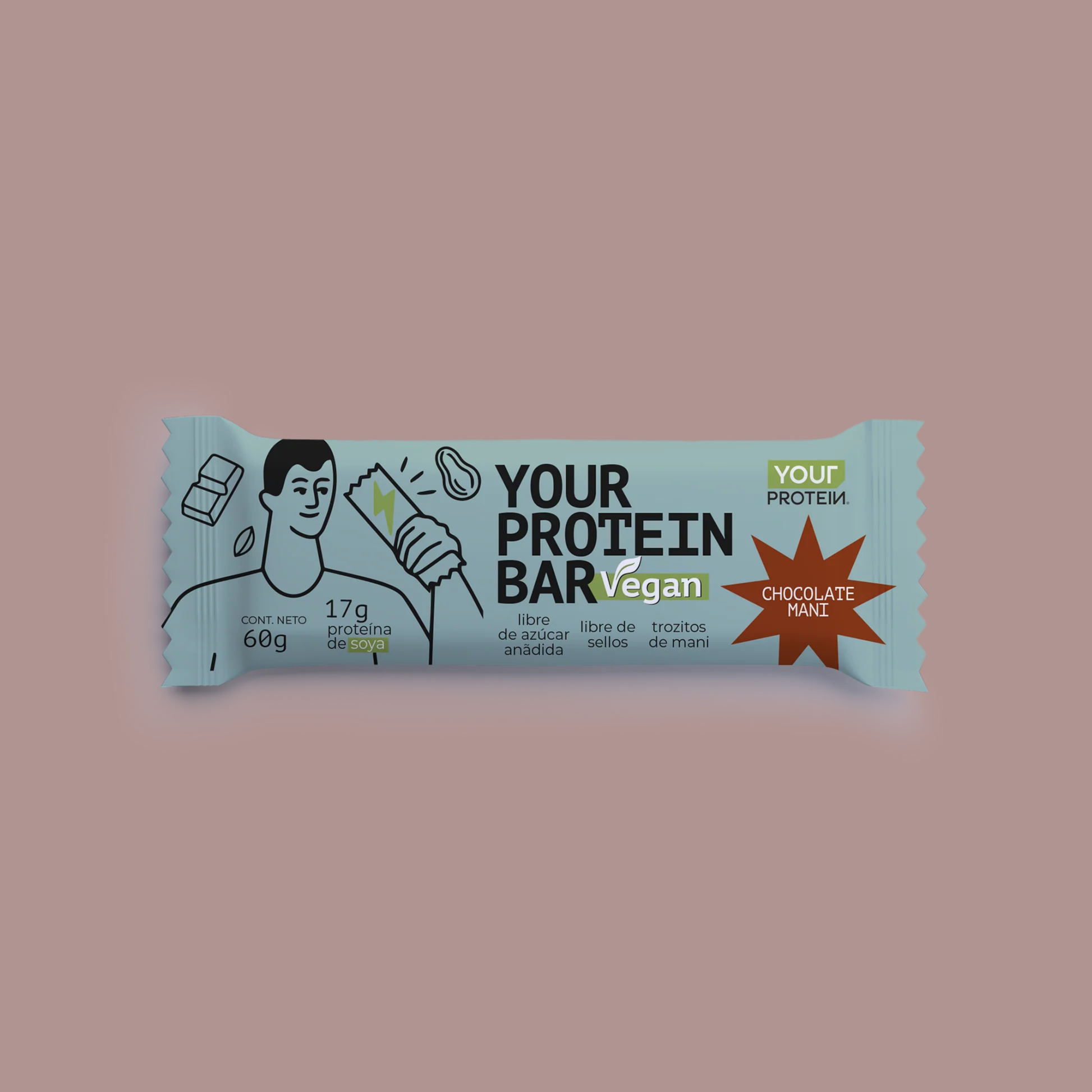 Barra Proteína Vegan Chocolate Maní Your Protein - 60 gr