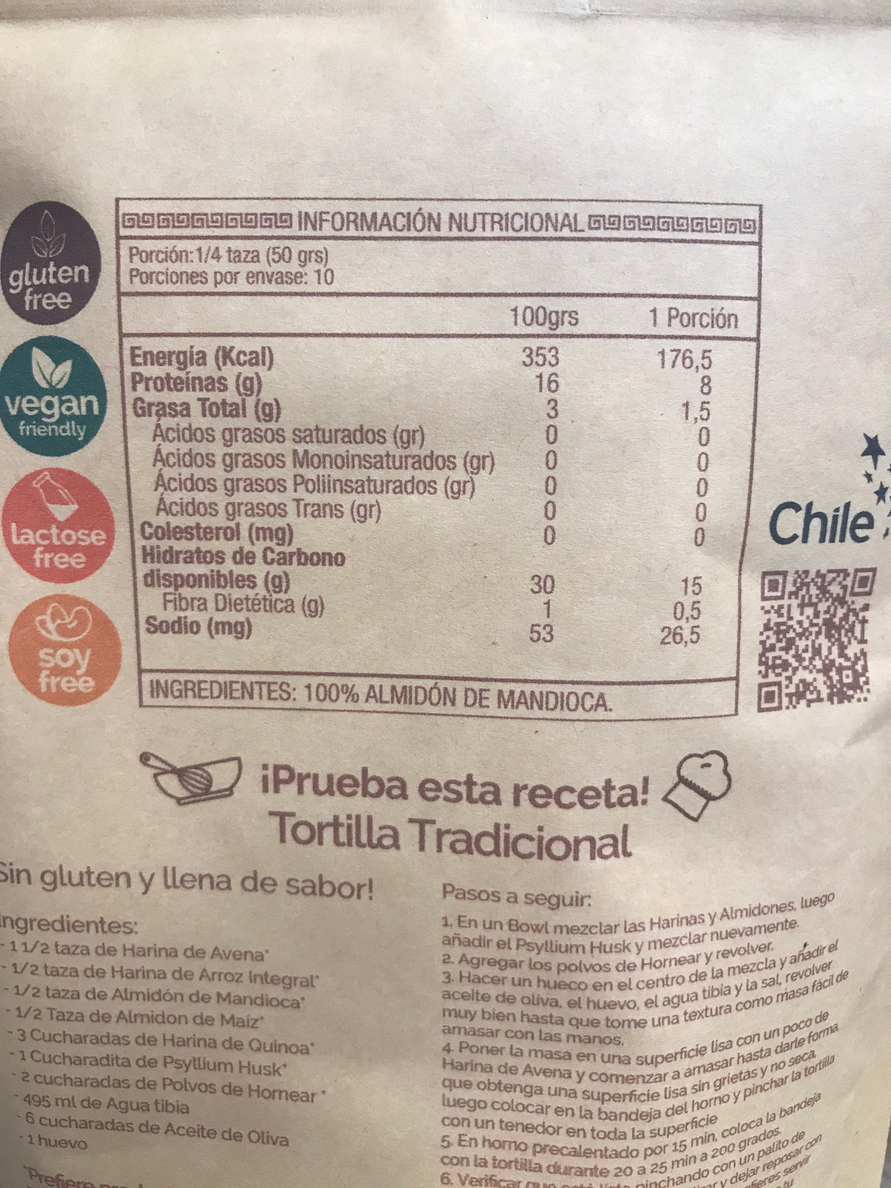 Almidón de Mandioca Ambrosia Natural Delight - 500 g