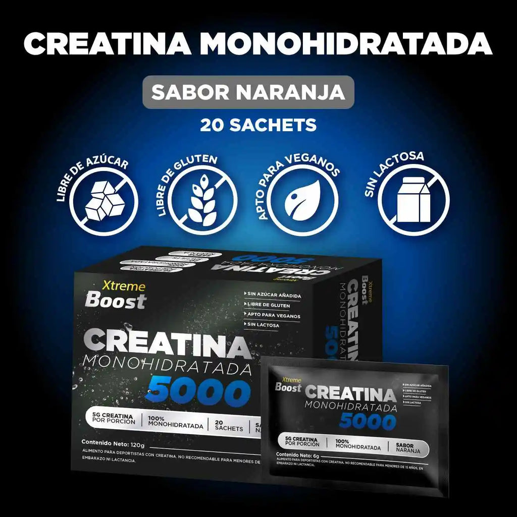 Creatina Monohidratada Sabor Naranja Xtreme Boost - 20 sachet (5 gr creatina)