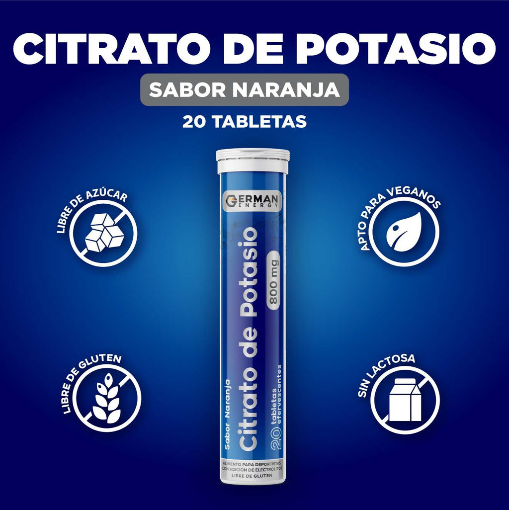 Citrato de Potasio Sabor a Naranja German Energy - 20 tabletas efervescentes