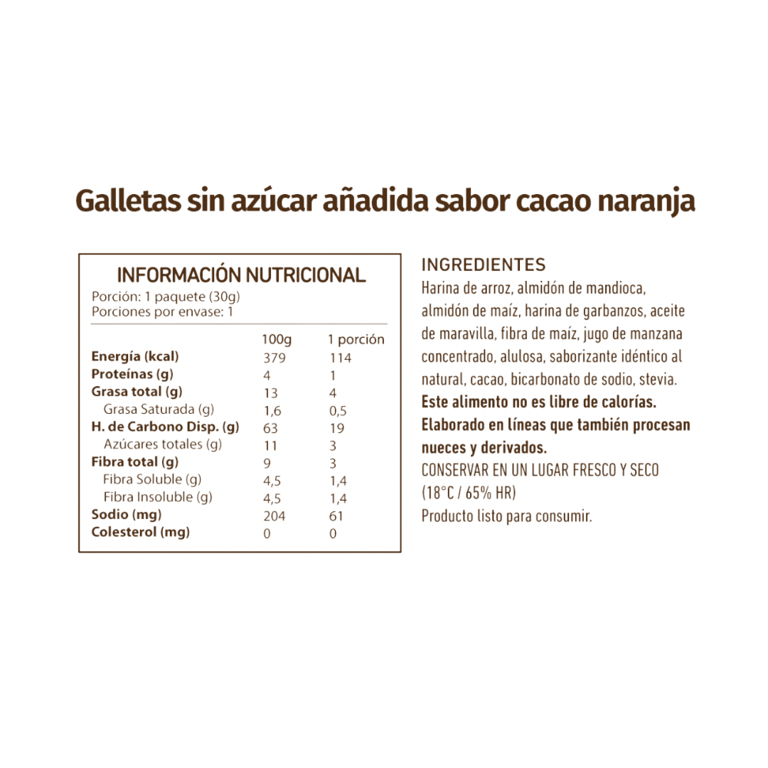 Galletas Cookies Cacao Naranja Eat Clever - 30 gr