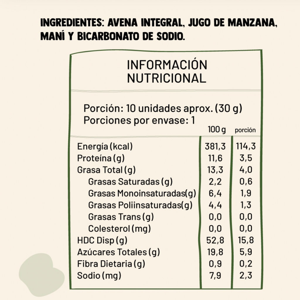 Galletas Cookies Manzana Sin Azúcar Under Five - 30 gr