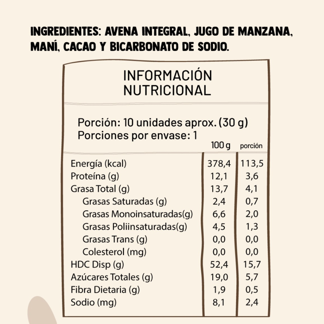 Galletas Cookies Chocolate Sin Azúcar Under Five - 30 gr