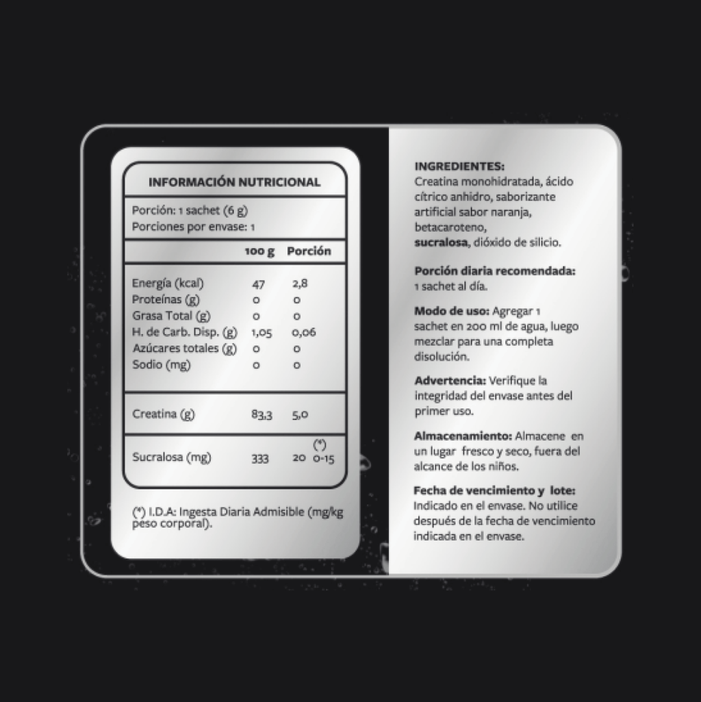 Creatina Monohidratada Sabor Naranja Xtreme Boost - 20 sachet (5 gr creatina)