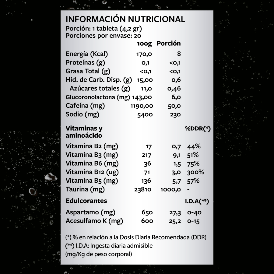 Energizante Sabor Guaraná Xtreme Boost Energy - 20 tabletas efervescentes