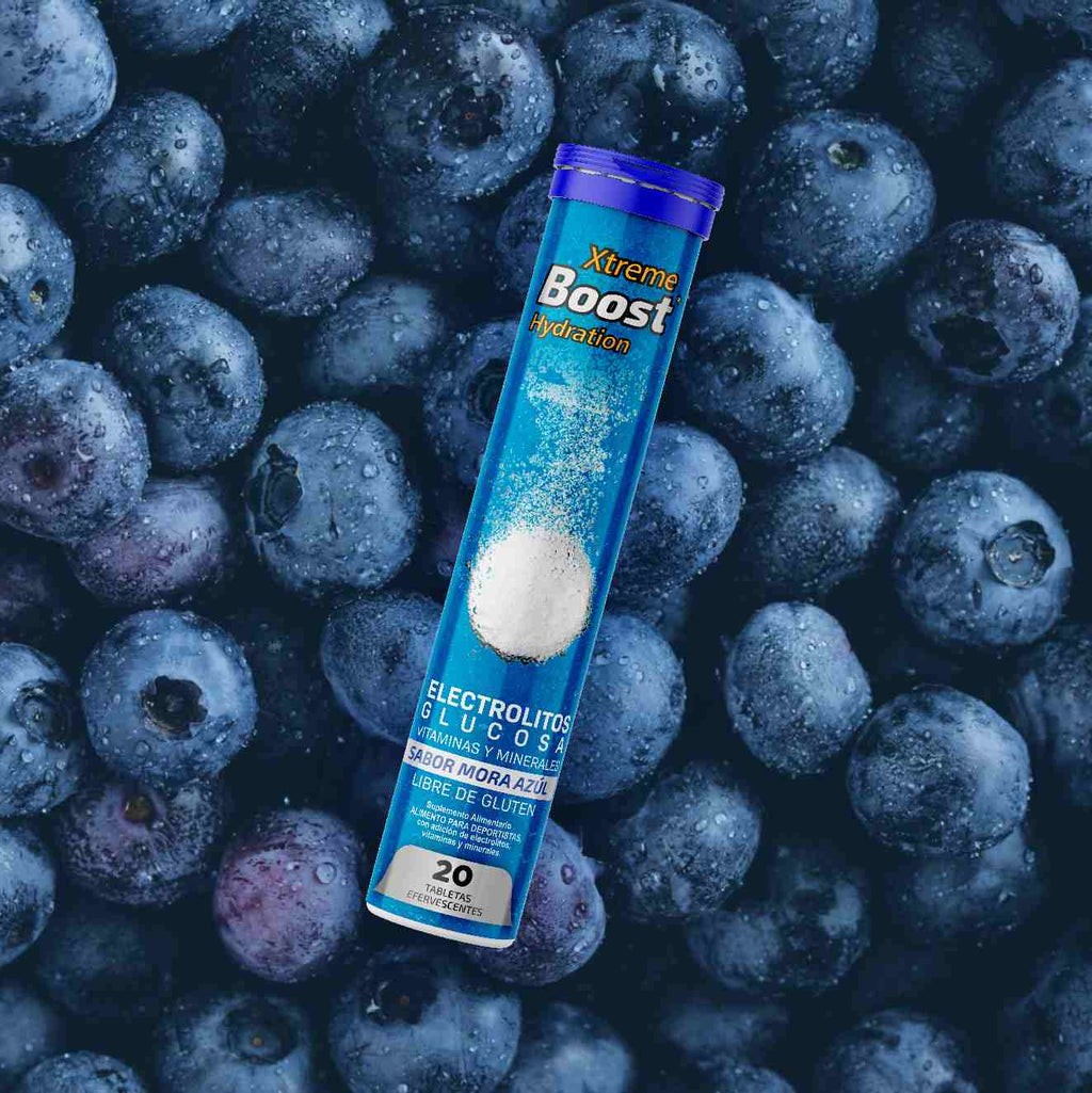 Hydration Rehidratante Sabor Mora Azul Xtreme Boost German Energy - 20 tabletas efervescentes