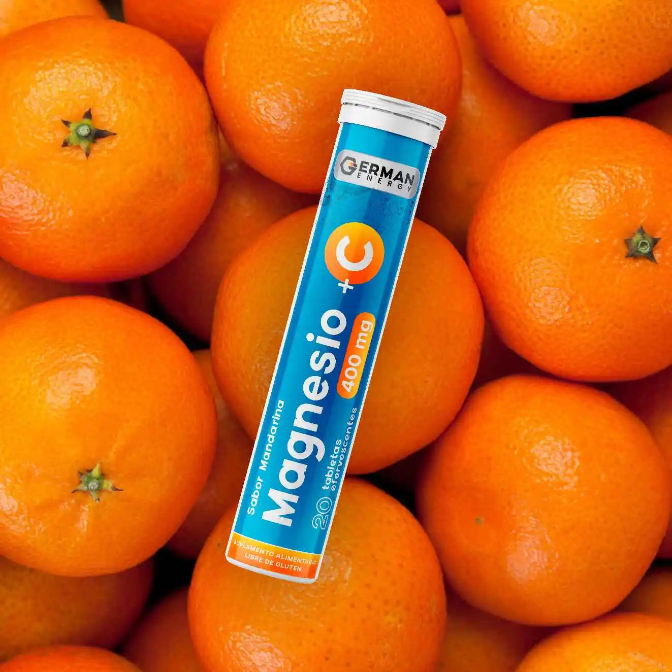 Magnesio 400 + Vitamina C Sabor Mandarina German Energy - 20 tabletas efervescentes