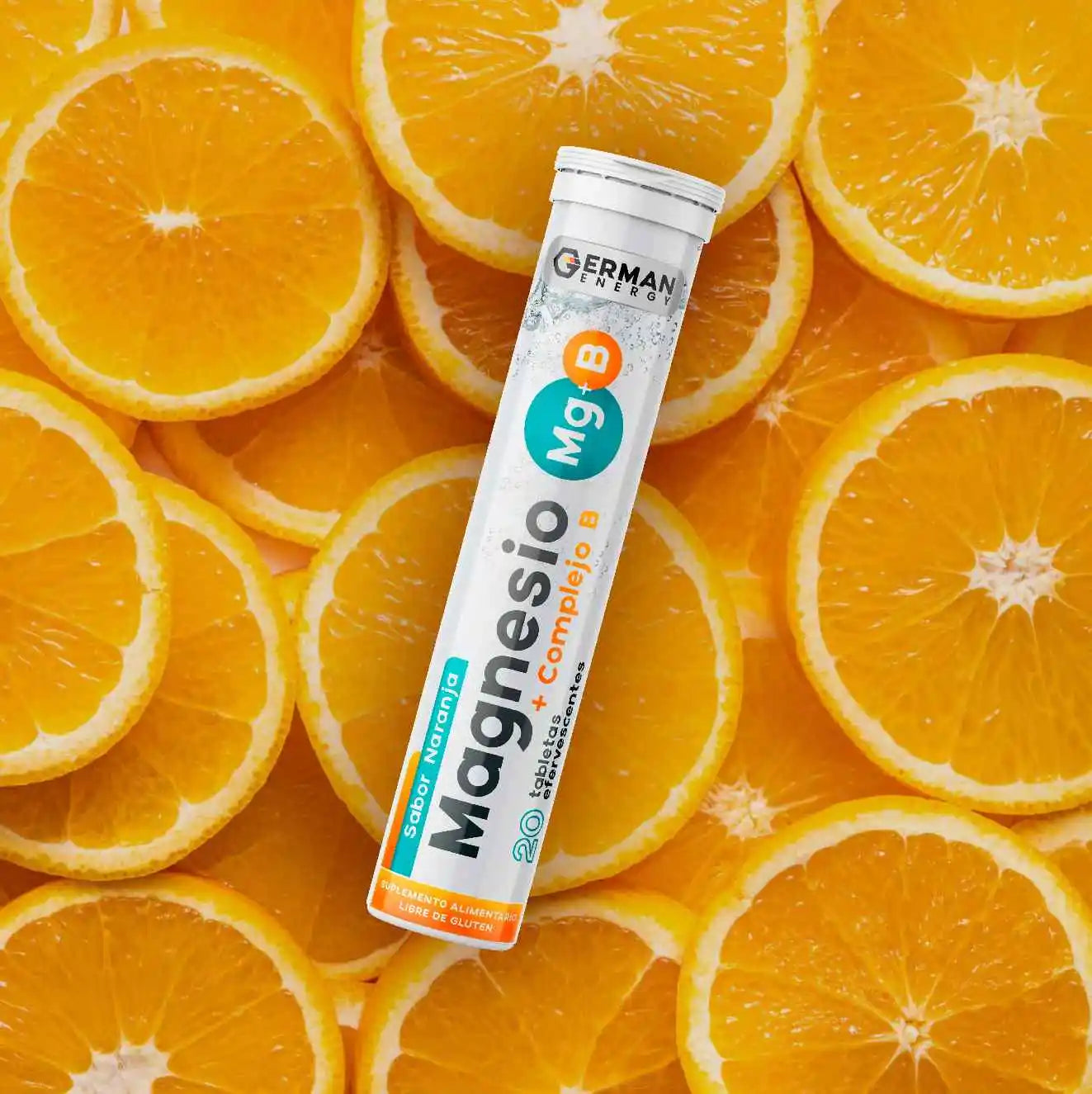 Magnesio + Complejo B Sabor a Naranja  German Energy - 20 tabletas efervescentes