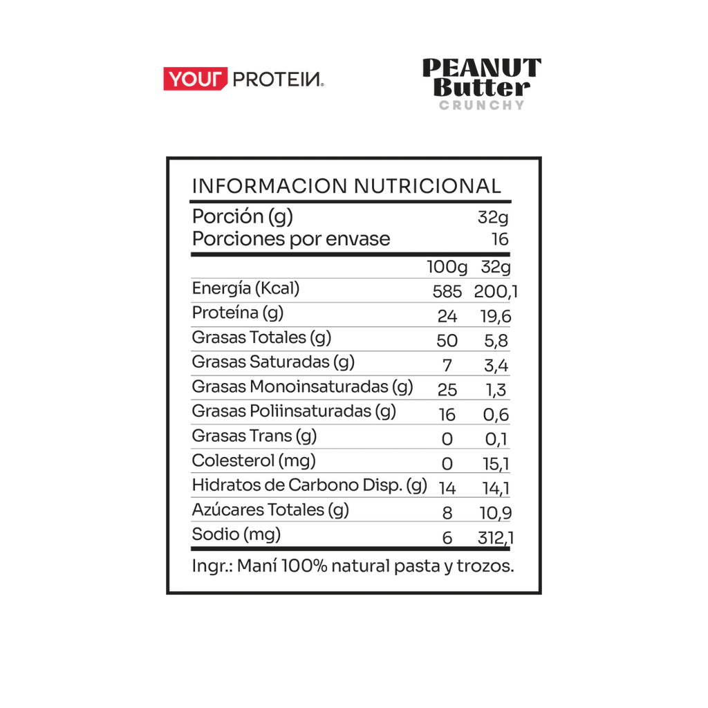 Mantequilla de Maní Crunchy Your Protein - 500 gr