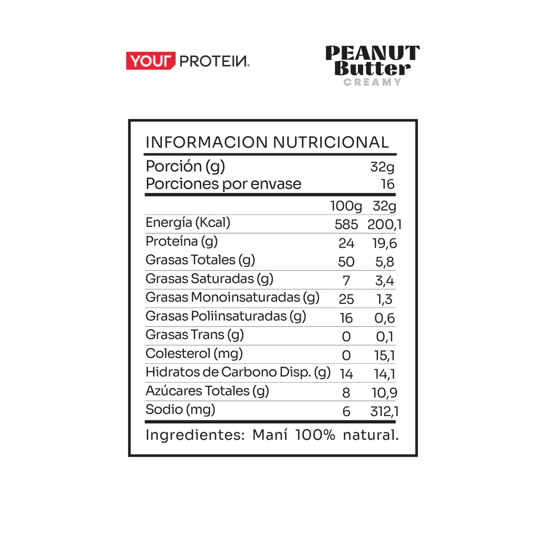 Mantequilla de Maní Your Creamy Protein - 500 gr
