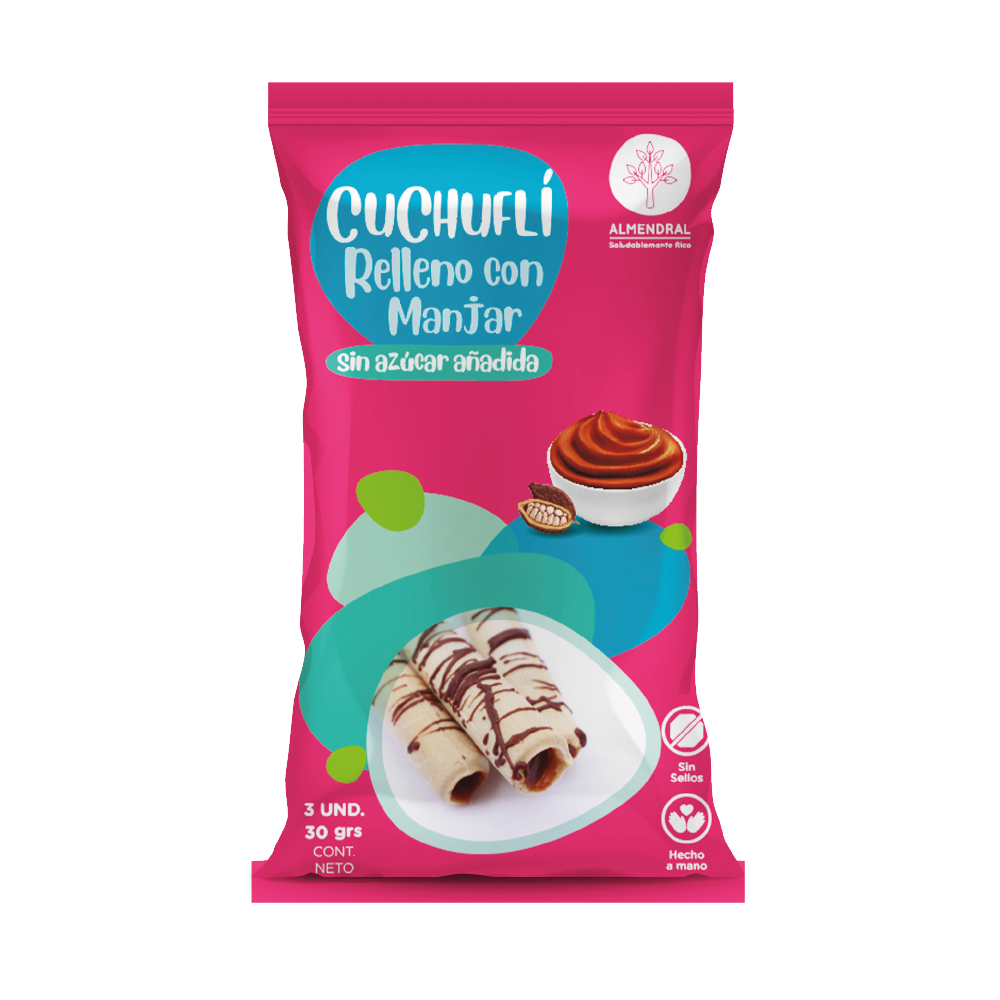 Cuchuflí  Relleno con Manjar Sin Azúcar El Almendral - 3 und