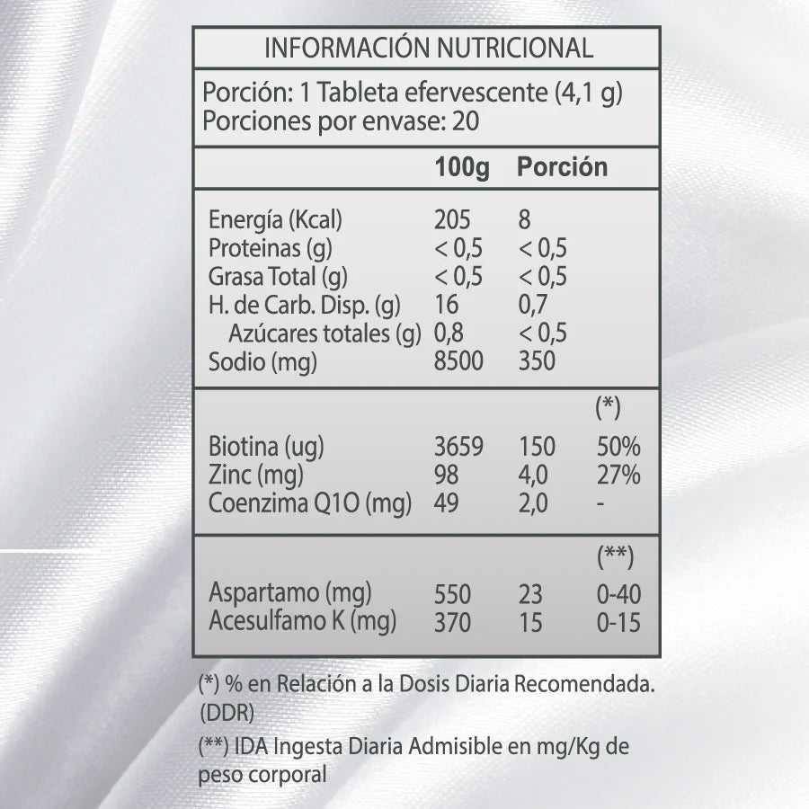 Biotina + Zinc + Q10 Sabor Frutos Rojos German Energy - 20 Tabletas Efervescentes