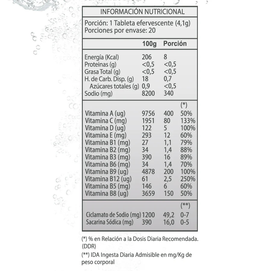 Multivitaminas + Biotina Sabor Naranja German Energy - 20 tabletas efervescentes