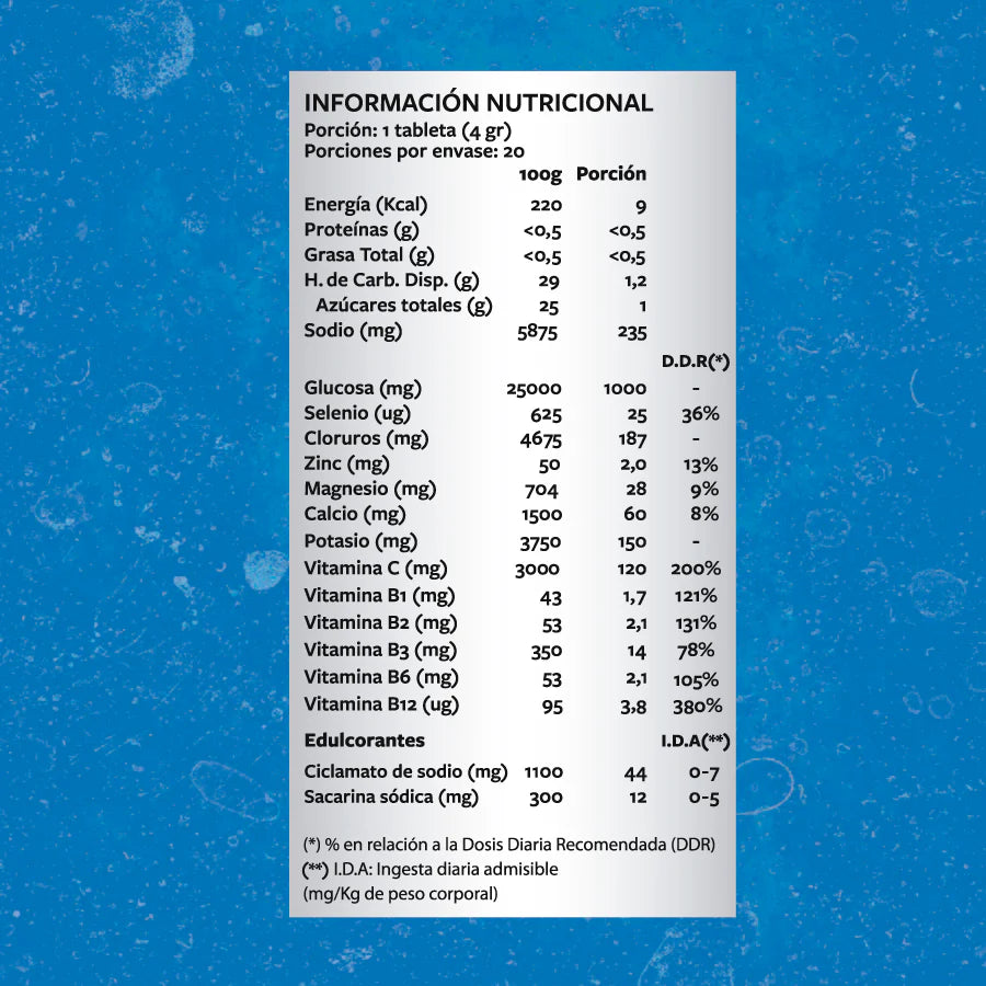 Hydration Rehidratante Sabor Limón Xtreme Boost German Energy - 20 tabletas efervescentes