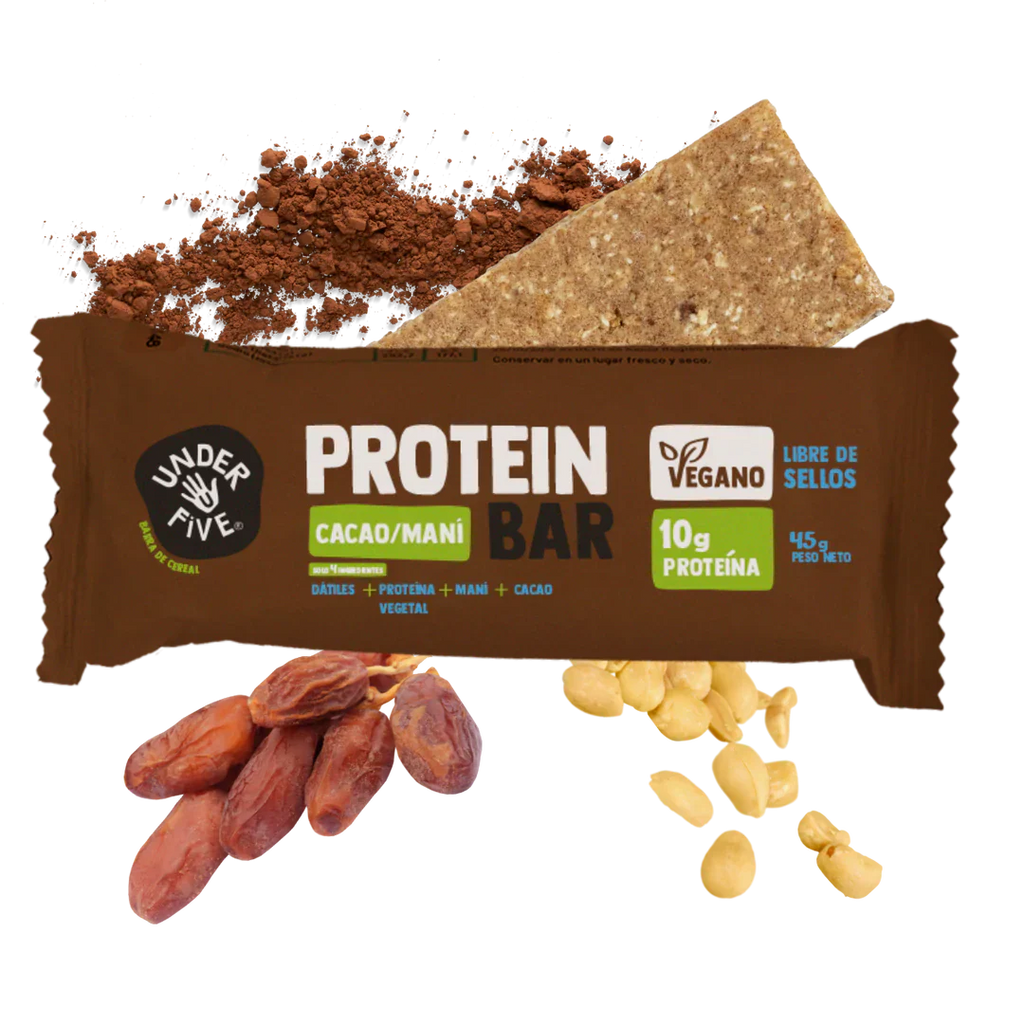 Barra Protein Bar Vegan Cacao/Maní Under Five - 19 gr Und
