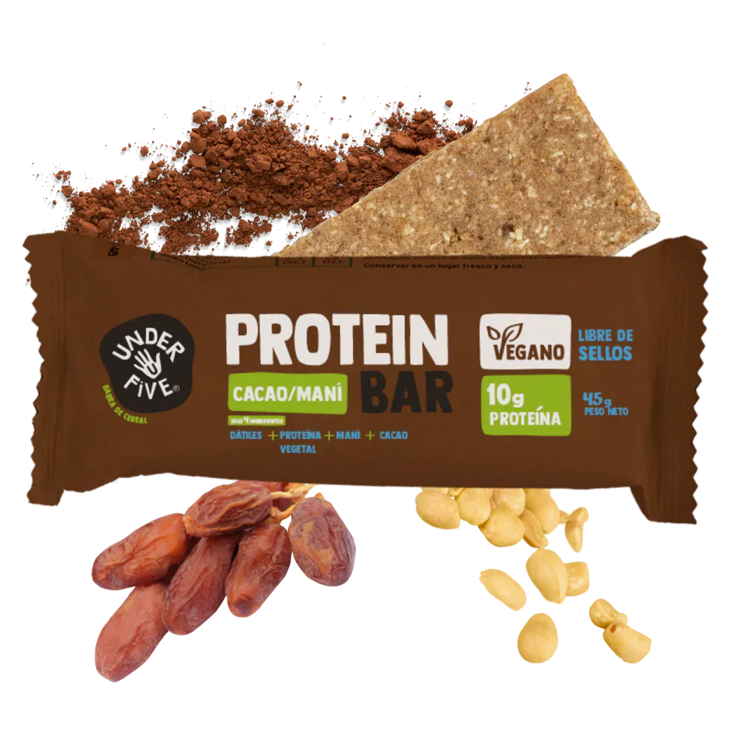 Barra Protein Bar Vegan Cacao/Maní Under Five - 19 gr Und