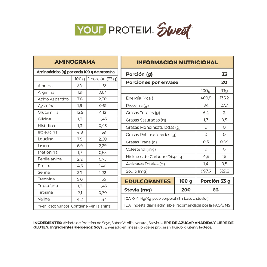 Proteína Vegan Sweet Vainilla Your Protein - 660 gr