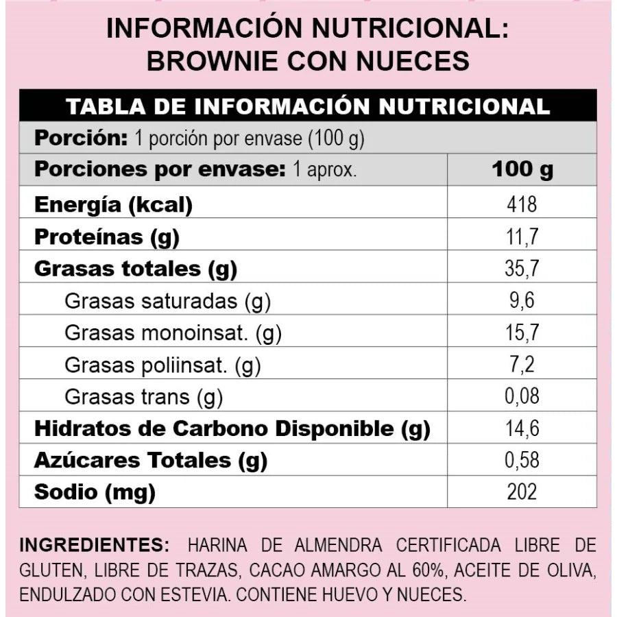 Brownie sin Azúcar sin Gluten Blondissima - und
