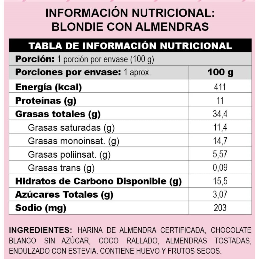 Blondie sin Azúcar sin Gluten Blondissima - und