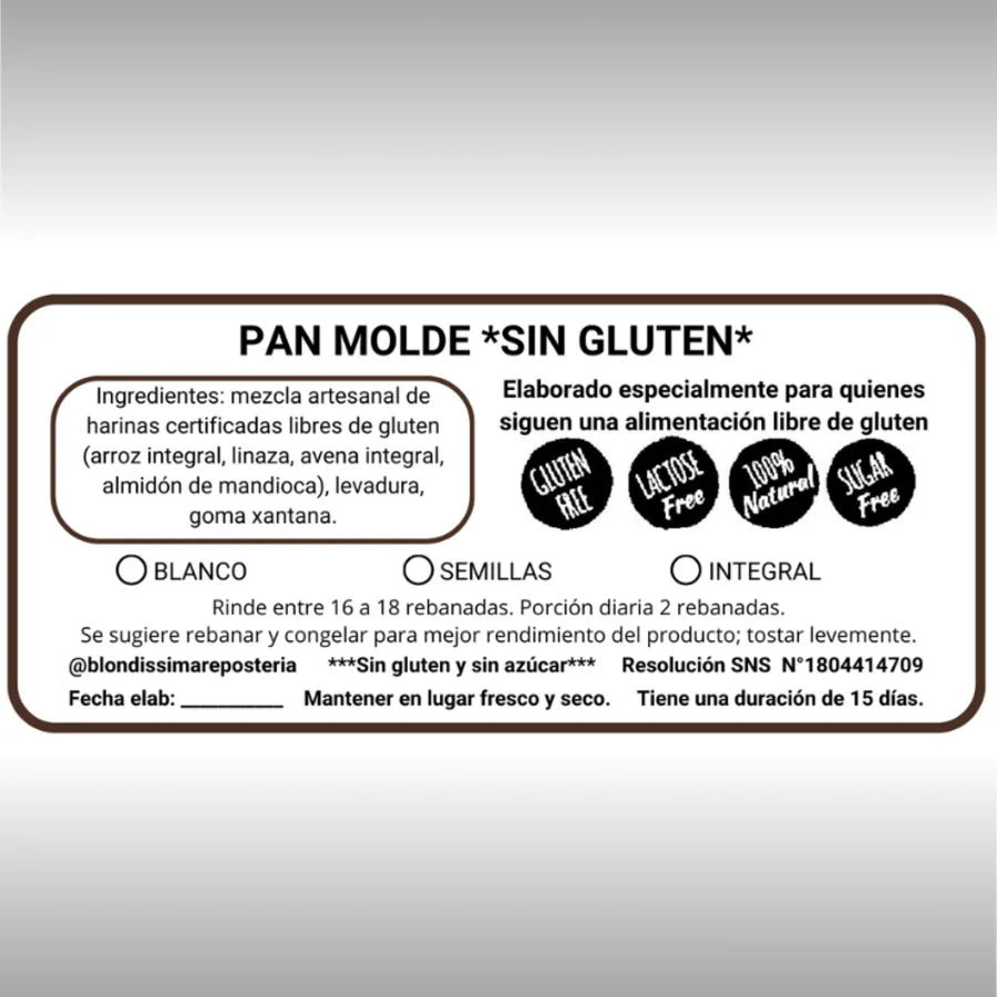 Pan Molde Sin Gluten Blondissima